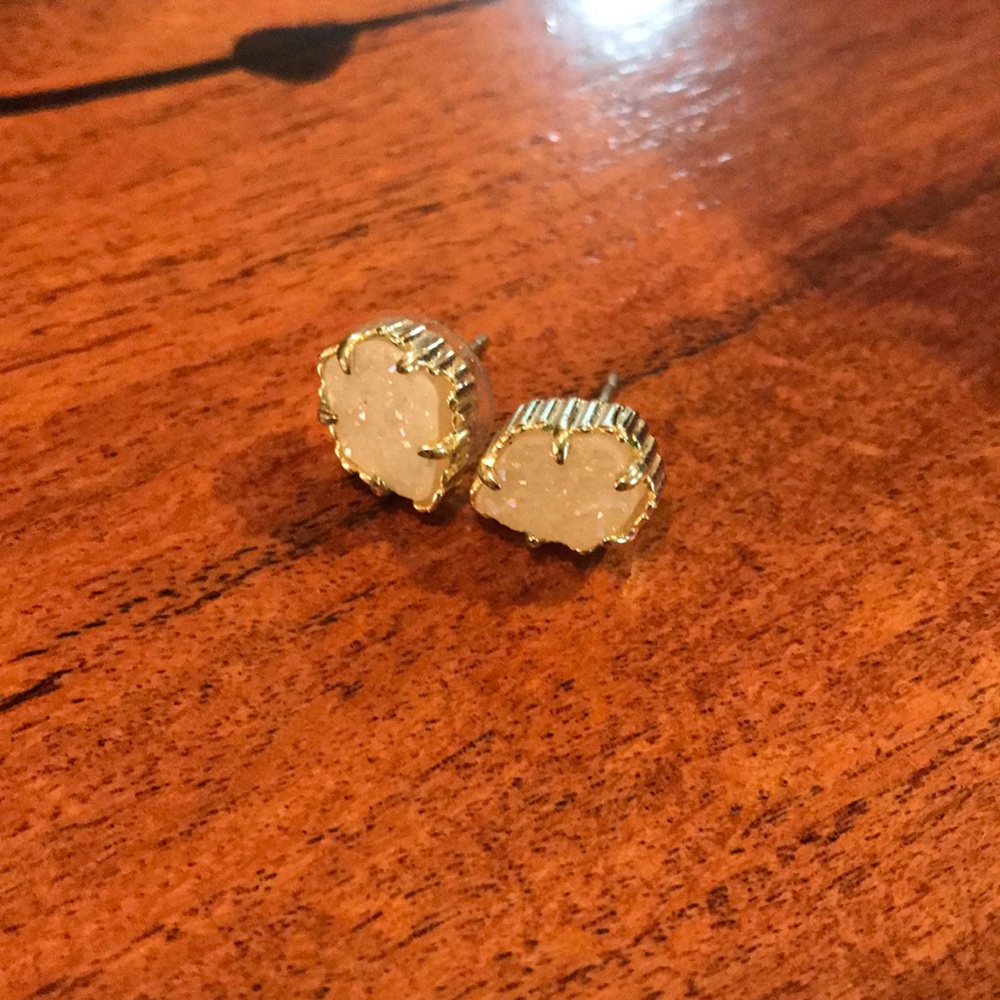 KS Tessa Gold Stud Earringnd in iridescent drusy